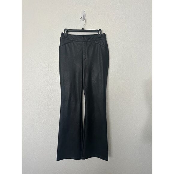 Spanx Leather Like Flare in Black Faux Pull On Pants Large - Picture 2 of 7